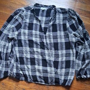 Eyeshadow Black and White Checkered Blouse